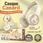 casque audio bluetooth pour enfant design canard pliable et confortable