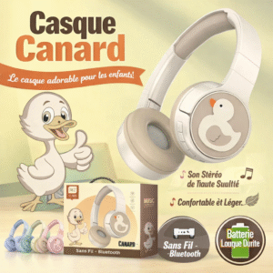 casque audio bluetooth pour enfant design canard pliable et confortable
