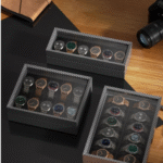 boîte de rangement pour montres finition fibre de carbone coffret présentoir de luxe