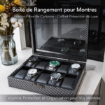 boîte de rangement pour montres finition fibre de carbone coffret présentoir de luxe