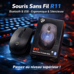 souris sans fil r11 double mode bluetooth & usb design ergonomique et silencieux