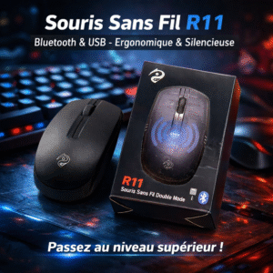souris sans fil r11 double mode bluetooth & usb design ergonomique et silencieux