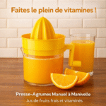 presse agrumes manuel à manivelle extracteur de jus de fruits frais et vitaminés jaune