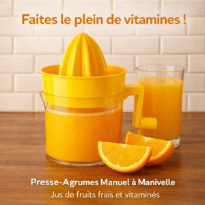 presse agrumes manuel à manivelle extracteur de jus de fruits frais et vitaminés jaune