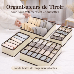 organisateur de tiroir pour sous vêtements et chaussettes lot de boîtes de rangement pliables