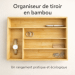 range couverts en bambou naturel – organisateur de tiroir 5 compartiments