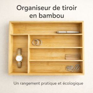 range couverts en bambou naturel – organisateur de tiroir 5 compartiments