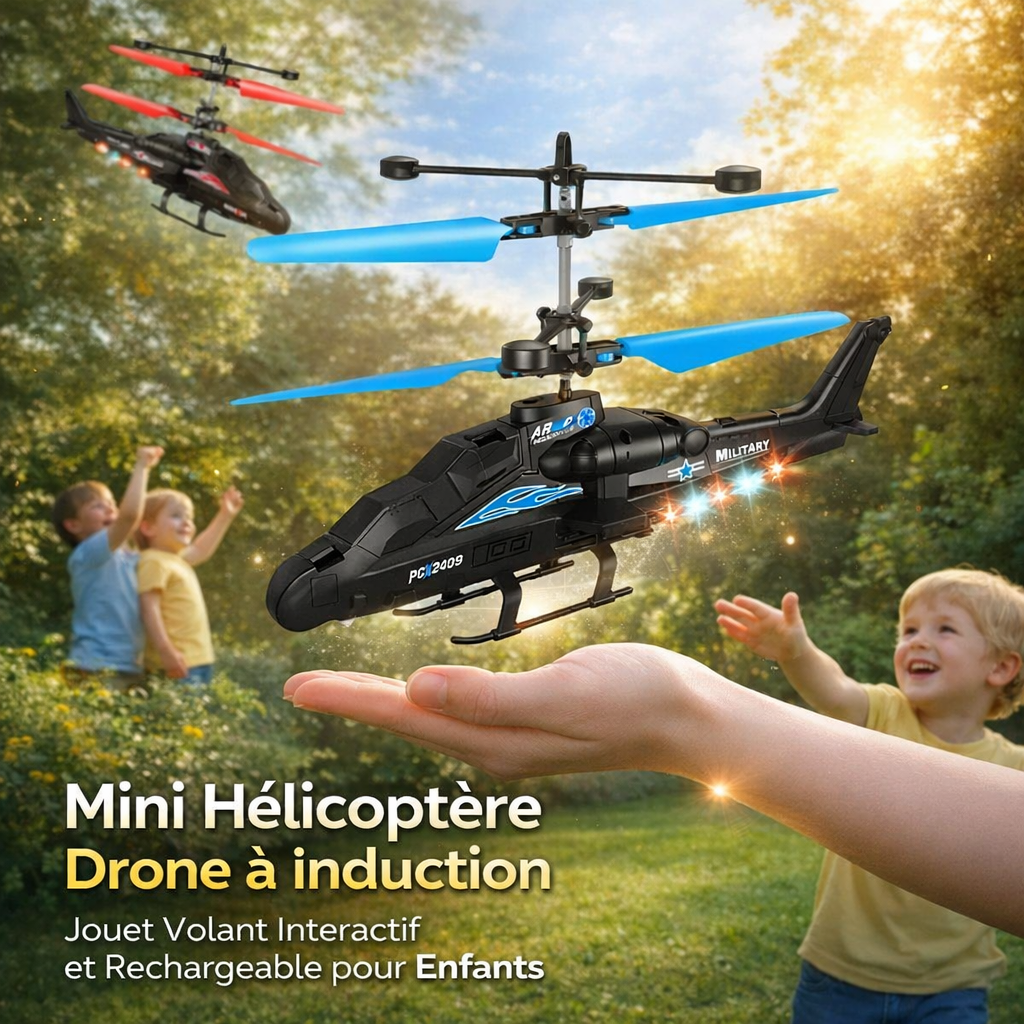 mini hélicoptère drone à induction jouet volant interactif et rechargeable pour enfants