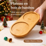 1 plateau ovale en bambou naturel (24cm x 12 cm) – organisateur design pour cuisine, salle de bain et déco