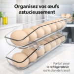organisateur d'oeufs double etage transparent