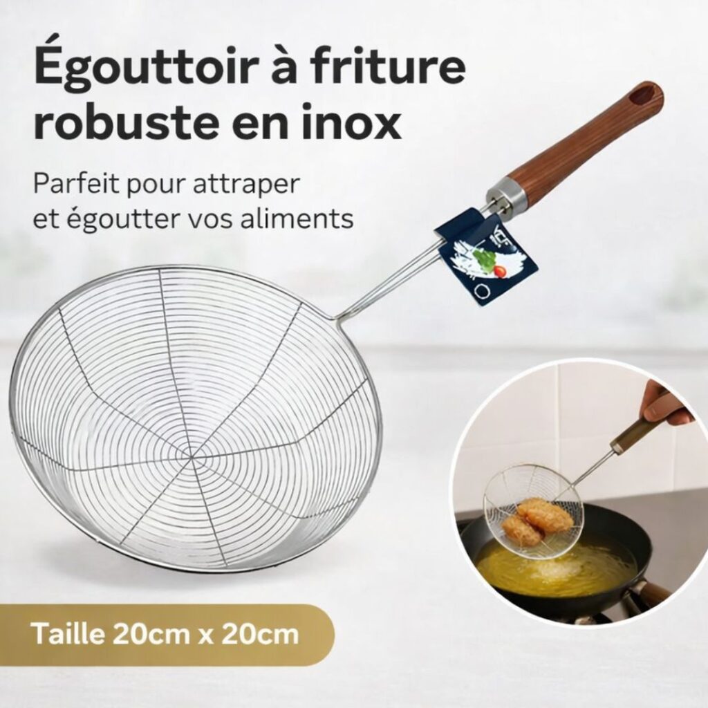 ecumoire manche en bois grande taille