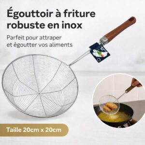 ecumoire manche en bois grande taille