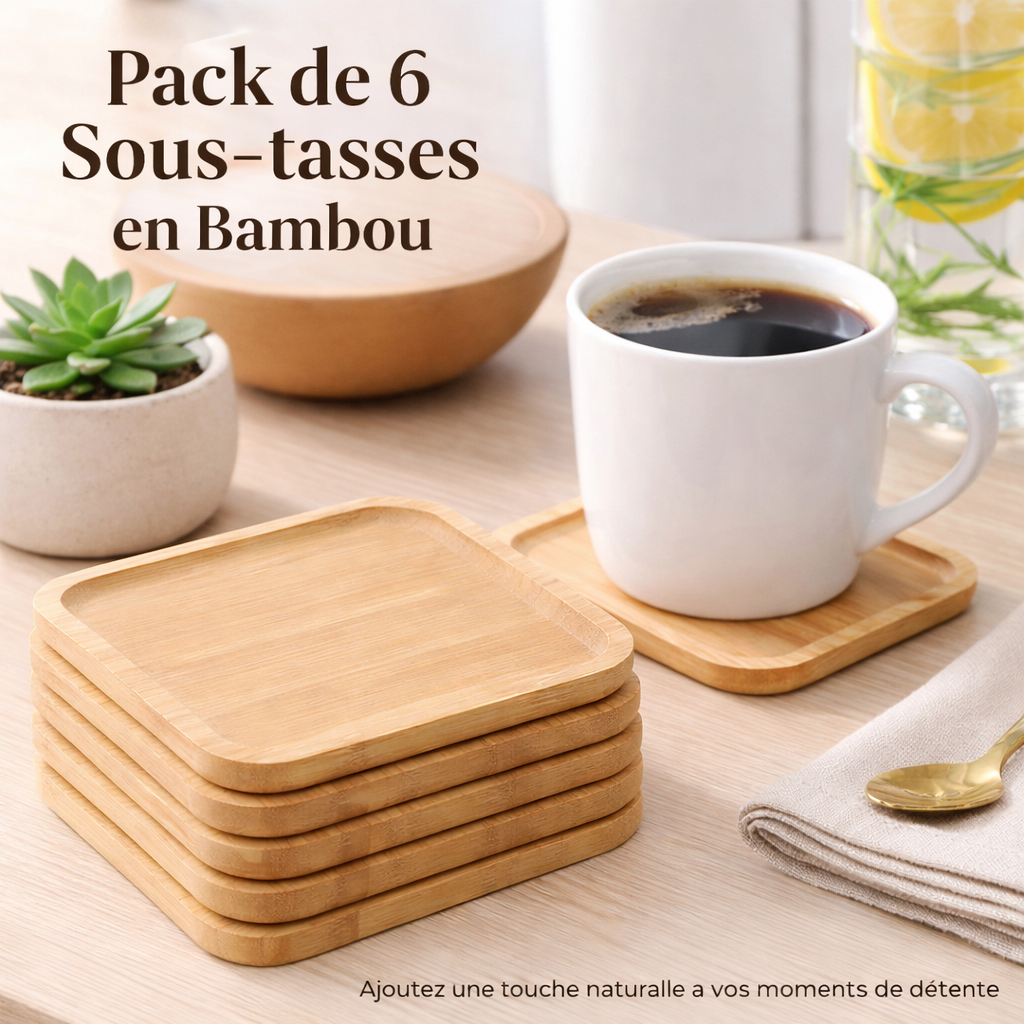 6 sous tasses en bois