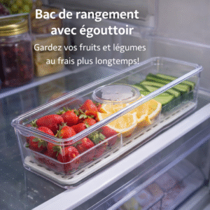 rangement transparent pour refrigerateur avec egouttoir – petit