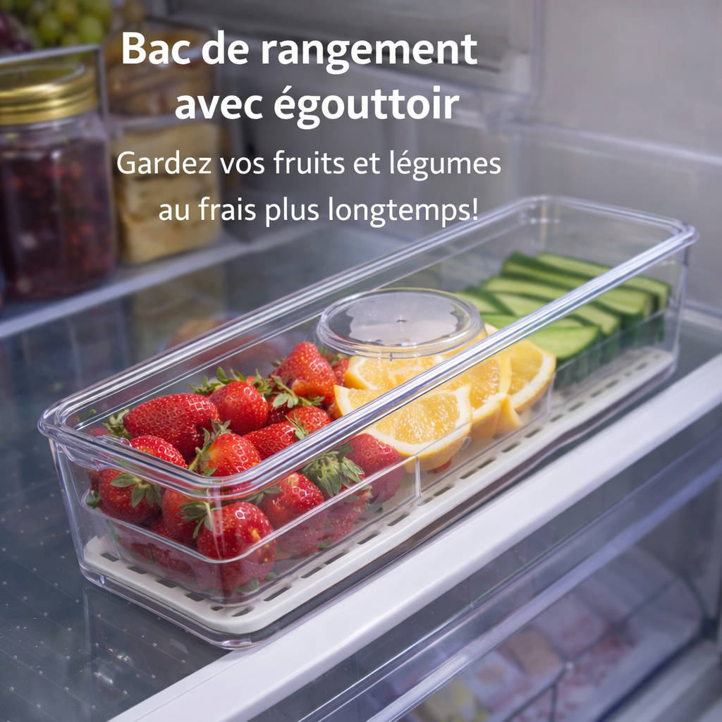 rangement transparent pour refrigerateur avec egouttoir – petit